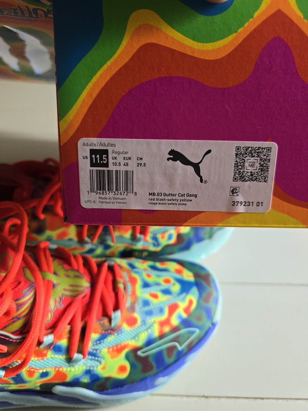 Puma MB.03 Gutter Cat Gang Sneakers in Vibrant Multi with Red Laces